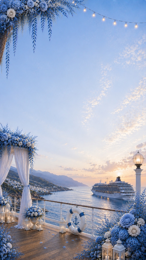 Deck wedding gazebo and sunset cruise view